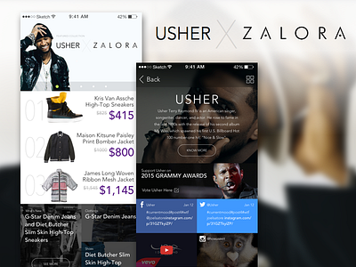 USHER x ZALORA apps celebrities fashion ios lifestyle mobile ui usher ux zalora