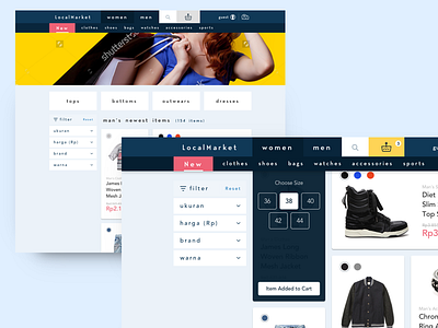 Fashion Web Search Result desktop fashion lifestyle market shopping cart ui ux web