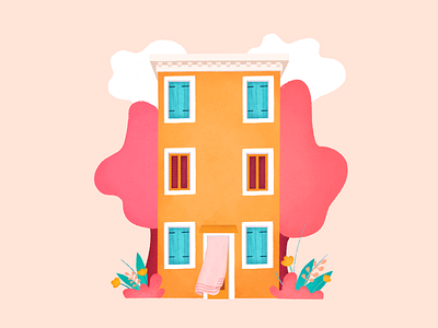 Burano art burano cloud colors drawing home house illustration italy landscape nature sketch tree