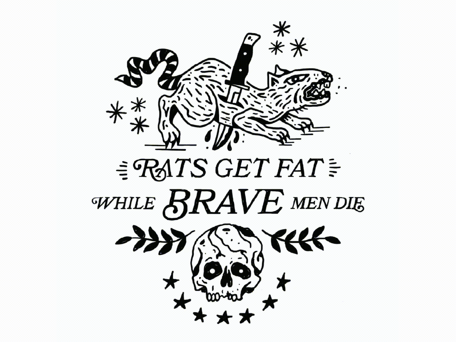 Fat Rats Animated Badge americana animated badge animated gif animation badge badge design design gif graphic design illustration knife lockup rat sailor jerry skull tattoo type badge type lockup typography