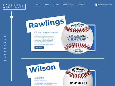 Daily UI | Baseball equipment store Concept dailyui design ui uidesign ux uxdesign webdesign