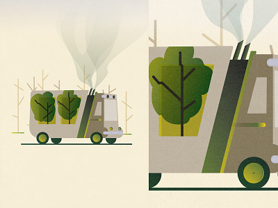 Poster - eco-truck car co2 die earth eco ecology forest green illustration nature paper planet poland poster save smoke texture tree truck vector