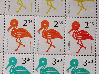 white stork on postage stamp