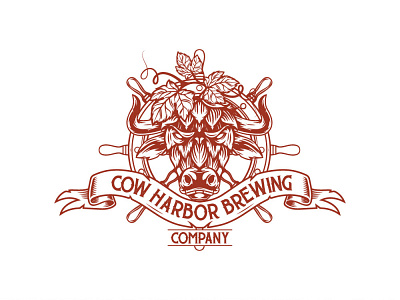 Emblem logo for Cow Harbor Brewing branding illustration logo typography vector