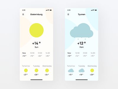Weather app 037 daily 100 daily ui design minimal mobile app rain sun ui ux weather weather app