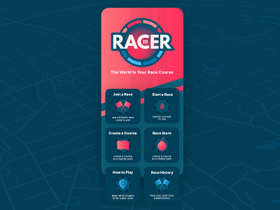 Geo Racer Home app home page game app home screen homepage ios app ios app design mobile app design mobile game mobile ui race race game