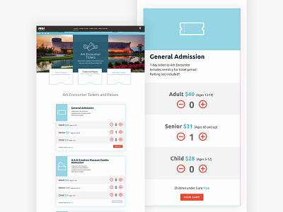 Ark Encounter Online Tickets attraction checkout ticketing ui ux