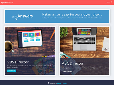 myAnswers Homepage homepage layout marketing vbs