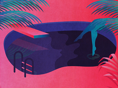 Pool Hangs gradient illustration illustrator retro summer tropical vector