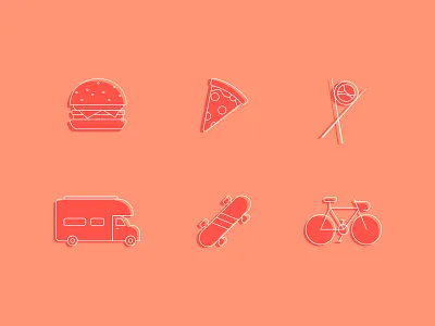 Food Traveler Icon Set food foodie graphic design icon icon design icon set iconography icons illustration illustrator stamp transportation travel vector