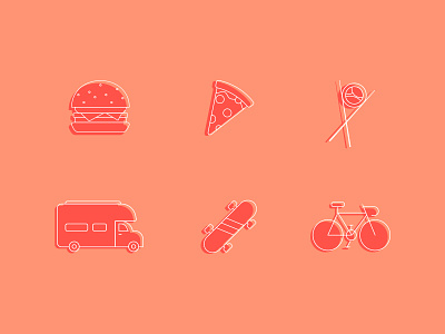 Food Traveler Icon Set food foodie graphic design icon icon design icon set iconography icons illustration illustrator stamp transportation travel vector