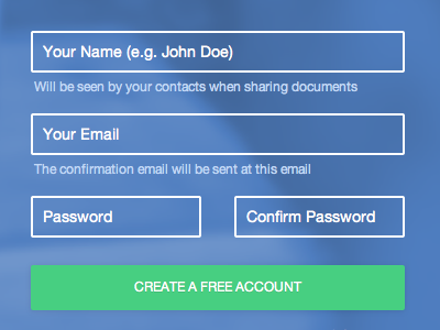 SharePad Signup Form