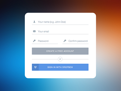Flat UI Signup Form button clean dropbox flat button flat design flat ui input sign in sign up sign up form sketch