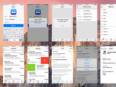 iOS Mail App Wireframes