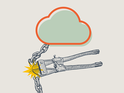 Unchained boltcutters chain cloud drawing editorial illustration illustration