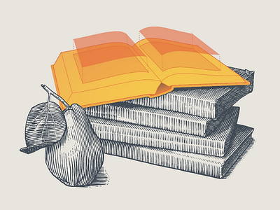 [Your narrative here] books drawing engraving etching fruit illustration illustrator narrative pear photoshop process