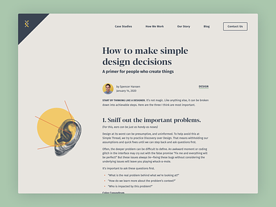 How to Make Simple Design Decisions article blog blogpost ear illustration website