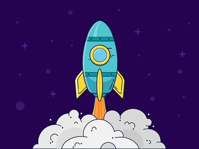 Up, Up and Away! illustration rocket space travel vector