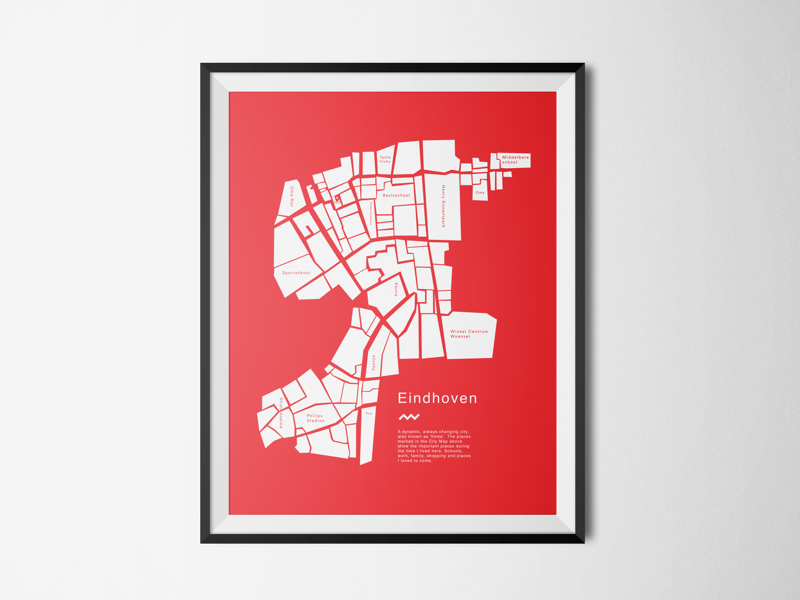 Personal City Map concept poster minimal custom eindhoven map