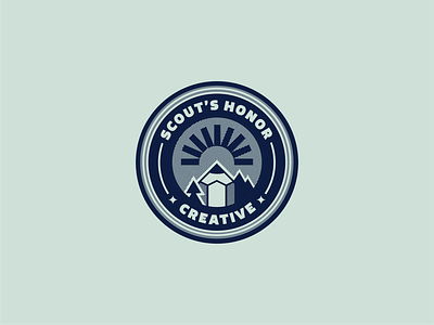 Scout's Honor Creative Logo badge brand branding icon identity logo logo design mountains pencil sun tree