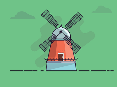 Windmill design flat illustration vector windmill