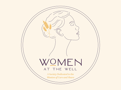 Women at the Well Logo Design branding feminine food gold logo logo design branding logodesign logodesigner logomark logotype purple wheat woman woman illustration women