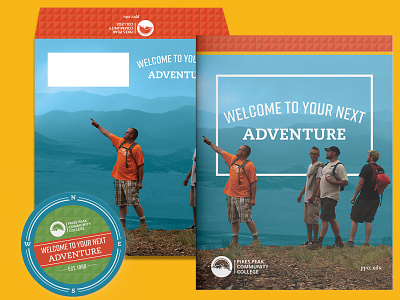 2021 PPCC Welcome Packet adventure brochure brochure booklet camping collateral college colorful compass direct mail discovery envelope graphic design higher education layout design patterns print design sticker typographic typography