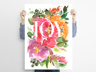 Watercolour Flower Joy Poster poster art watercolour