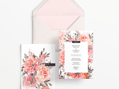 Orange Blossoms Watercolour Wedding Invitation Suite graphicdesign invite watercolour watercolourflowers weddinginvitation