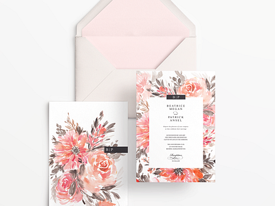 Orange Blossoms Watercolour Wedding Invitation Suite