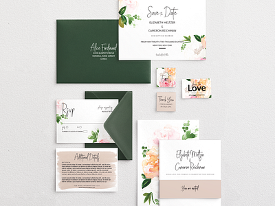 Fullblooms Cards And Envelopes Mockup graphicdesign rsvp watercolour watercolour invites wedding invitations wedding invite