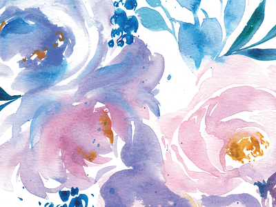 Blue Purple Florals Part 1 digital print florals watercolour watercolour painting