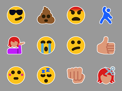 Emoticon Stickers emoji emoticon emotion flat stickers vector