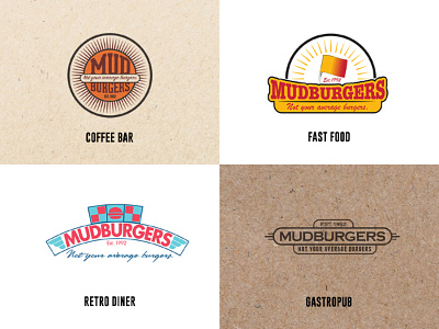 One Logo - Four Styles burger coffee bar fast food logo