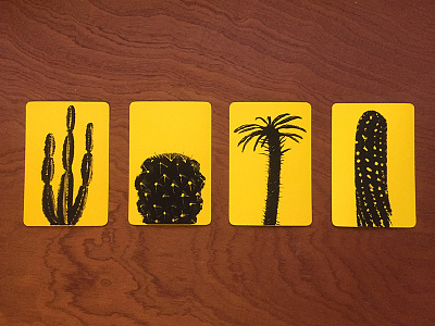 Cataceas Postcards black and yellow cactus illustration mexico