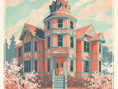 Ann Starrett House Poster architecture digital art historical illustration poster art poster design screen print victorian