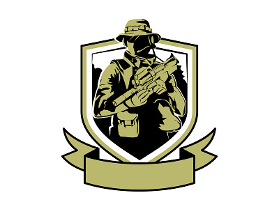 Soldier logo design army branding design graphic design identity illustration logo rifle soldier vector weapon
