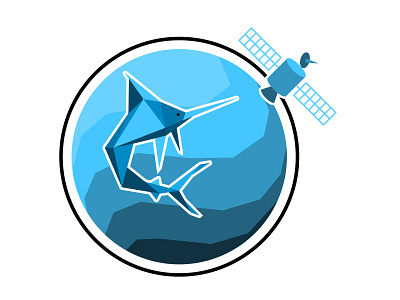 Fish, Planet and Satellite logo branding design fish graphic design identity illustration logo planet satellite shark typography vector