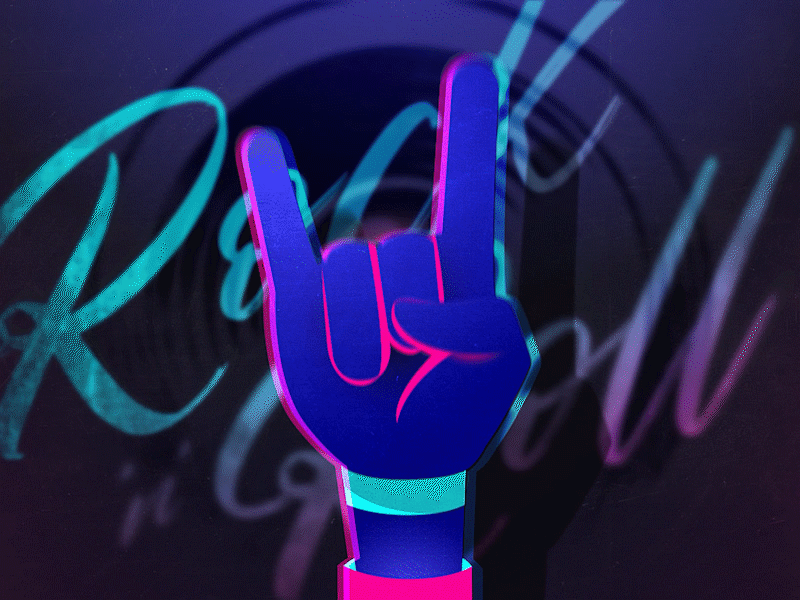 I Wanna Rock and Roll ! 2d after effects animation blue design finger flat graphics hand motion music pink rock rock and roll song sound