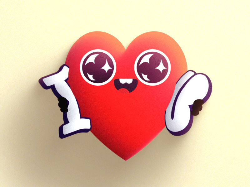 I ❤️ U 2d 2danimation cute heart i love you love red