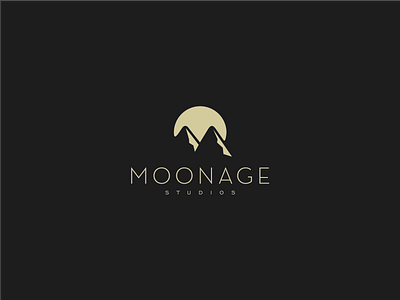 Moonage logo minimal moon mountain negative space