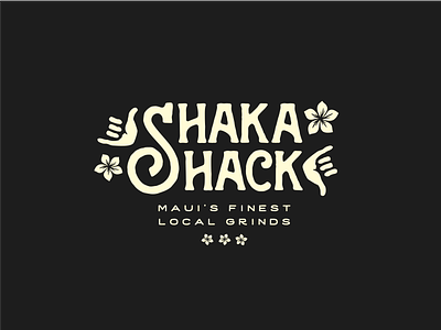 Shaka hand hawaii lettering logo maui shack shaka type typography vector