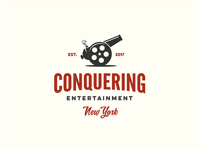 Conquer! bomb cannon entertainment film logo movie new york production reel retro top