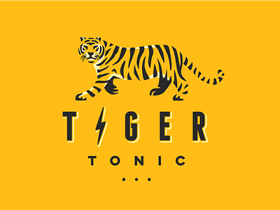 Tigerrr bengal bolt cat energy lightening logo negative space tiger tonic wild