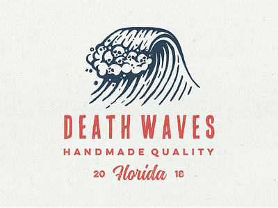 Death Waves death florida handmade logo retro skull surf vintage wave