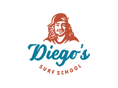 Diego character costarica face logo retro surf vector