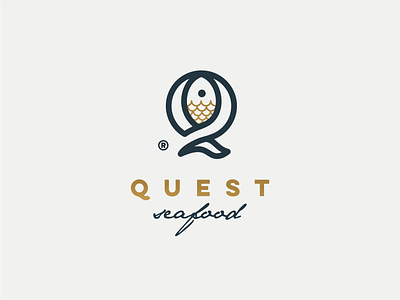 Q Fish fish letter q line art logo logotype q sea sea food simple type vector