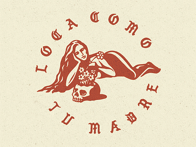Loca badge logo female girl illustration logo retro skull vintage