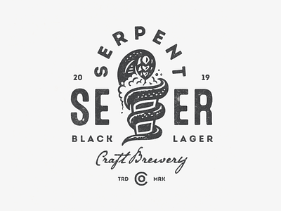 Serpent beer brewery hop logo serpent snake typo typogaphy vintage