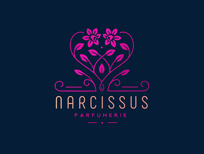 Narcissus floral flower illustration logo narcissus parfumerie